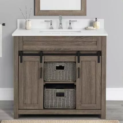 Chesterton 36" Freestanding Bathroom Vanity with White Quartz Top and Vitreous China Undermount Sink