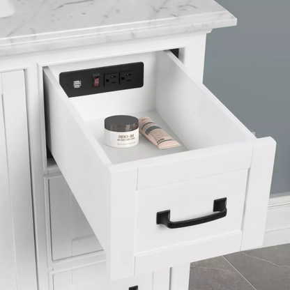 Ethel 48" Freestanding Bathroom Vanity with Natural Carrara Marble Top and Vitreous China Undermount Sink