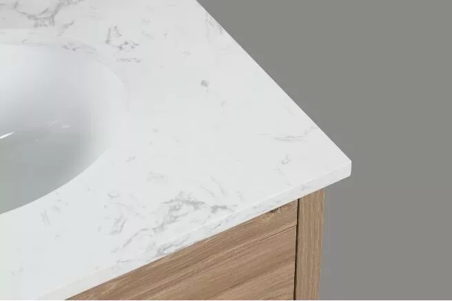 Garrett 24" Freestanding Bathroom Vanity with Carrara Engineered Stone Top and Vitreous China Undermount Sink