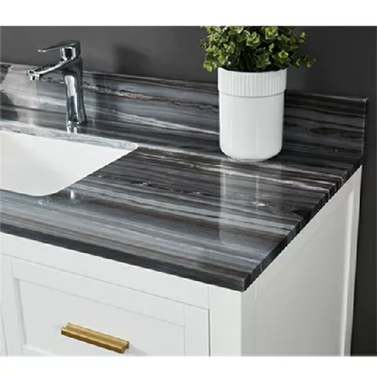 Harold 48" Wall Mounted Bathroom Vanity with Natural Palissandro Blue Marble Top and Vitreous China Undermount Sink