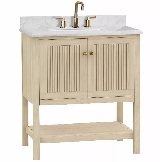 Hayek 30" Freestanding Bathroom Vanity with Natural Carrara Marble Top and Vitreous China Undermount Sink