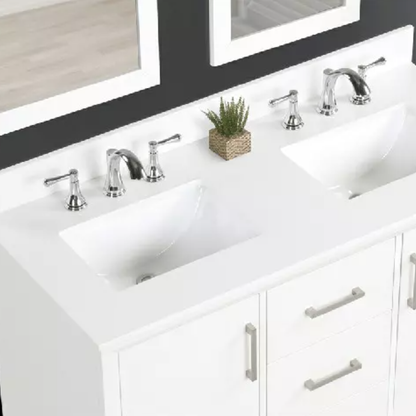 Hutton 48" Freestanding Bathroom Vanity with White Quartz Top and Vitreous China Undermount Sinks
