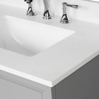 Hutton 60" Freestanding Bathroom Vanity with White Quartz Top and Vitreous China Undermount Sinks