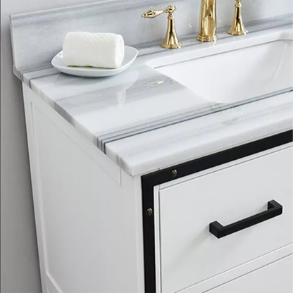 Jimmy 36" Freestanding Bathroom Vanity with Natural Marmara White Marble Top and Vitreous China Undermount Sink
