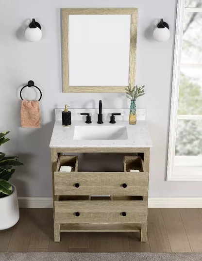 Lorenzo 30" Freestanding Bathroom Vanity with Engineered Stone Top and Vitreous China Undermount Sink