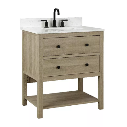 Lorenzo 30" Freestanding Bathroom Vanity with Engineered Stone Top and Vitreous China Undermount Sink