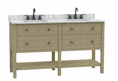 Lorenzo 60" Freestanding Bathroom Vanity with Engineered Stone Top and Vitreous China Undermount Sinks