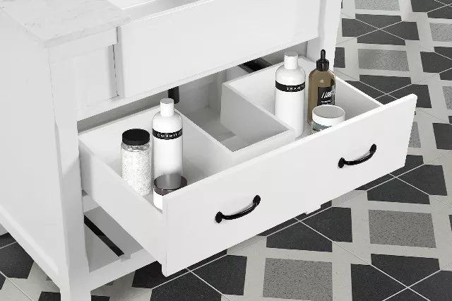 Remington 36" Freestanding Bathroom Vanity with Carrara Engineered Stone Top and Vitreous China Farmhouse Sink