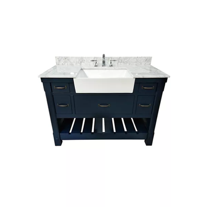Remington 48" Freestanding Bathroom Vanity with Carrara Engineered Stone Top and Vitreous China Farmhouse Sink