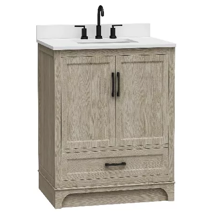 Stratford 30" Freestanding Bathroom Vanity with Carrara Engineered Stone Top and Vitreous China Undermount Sink