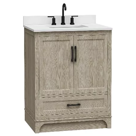 Stratford 30" Freestanding Bathroom Vanity with Carrara Engineered Stone Top and Vitreous China Undermount Sink