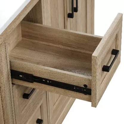 Stratford 60" Freestanding Bathroom Vanity with Carrara Engineered Stone Top and Vitreous China Undermount Sink