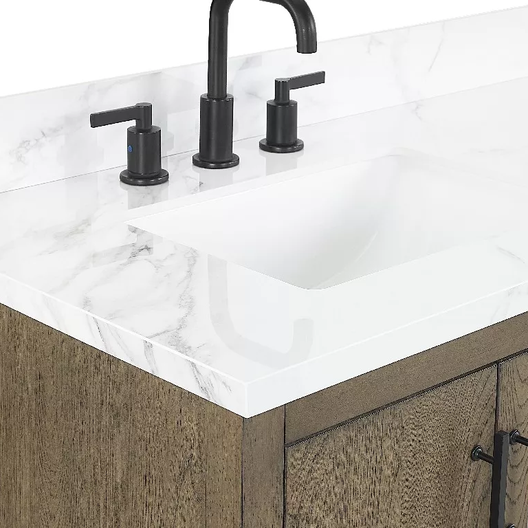 Thales 60" Freestanding Bathroom Vanity with Calacatta Sintered Stone Top and Vitreous China Undermount Sinks
