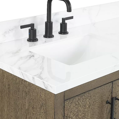 Thales 60" Freestanding Bathroom Vanity with Calacatta Sintered Stone Top and Vitreous China Undermount Sinks