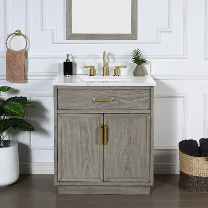 Weston 30" Freestanding Bathroom Vanity with Calacatta Quartz Top and Vitreous China Undermount Sink