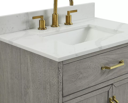 Weston 30" Freestanding Bathroom Vanity with Calacatta Quartz Top and Vitreous China Undermount Sink