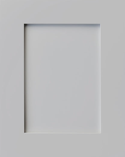 Dove Grey Frameless Shaker kitchen cabinet door sample in solid birch, European frameless full overlay, BX Collection