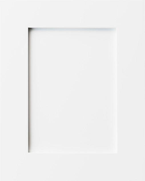 Ivory White Frameless Shaker kitchen cabinet door sample in solid birch, European frameless full overlay, BX Collection