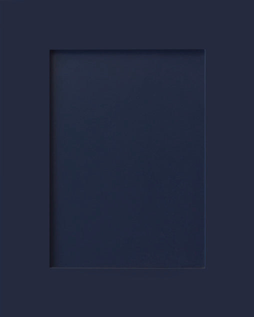 Navy Blue Frameless Shaker kitchen cabinet door sample in solid birch, European frameless full overlay, BX Collection