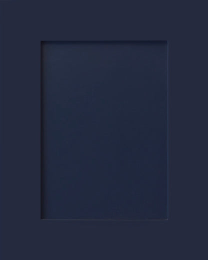 Navy Blue Frameless Shaker kitchen cabinet door sample in solid birch, European frameless full overlay, BX Collection
