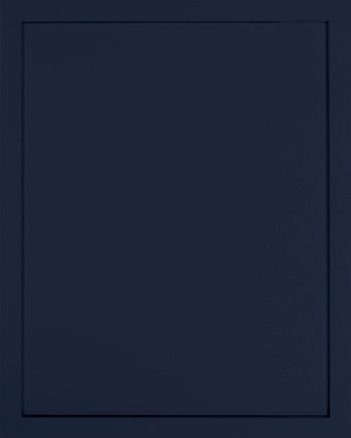 Navy Blue Slim Frameless Shaker kitchen cabinet door sample in solid birch, European frameless full overlay, BX Collection