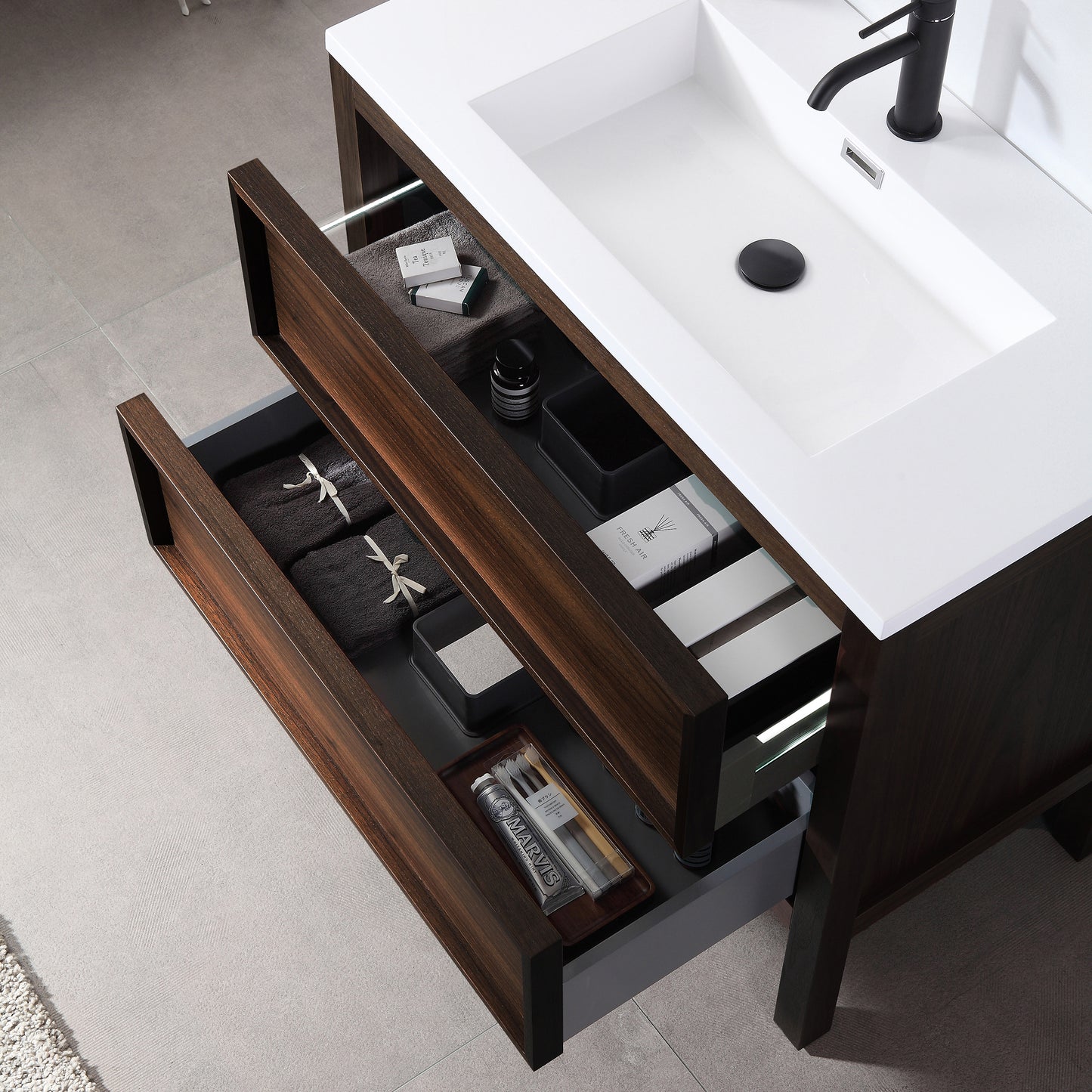Annecy 36" Freestanding Bathroom Vanity with Reinforced Acrylic Integrated Sink Top