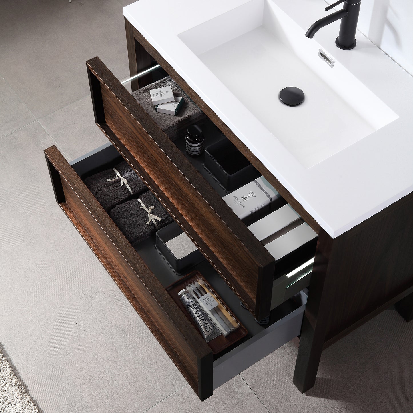 Annecy 48" Freestanding Bathroom Vanity with Reinforced Acrylic Integrated Sink Top
