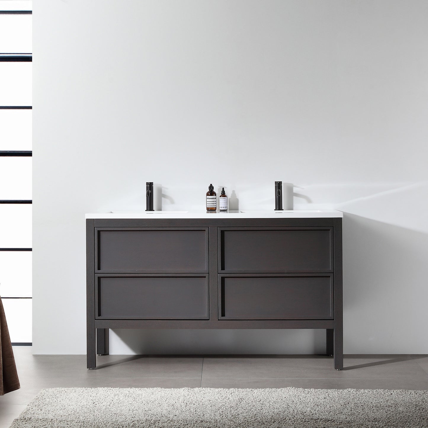 Annecy 55" Freestanding Bathroom Vanity with Reinforced Acrylic Integrated Sink Top