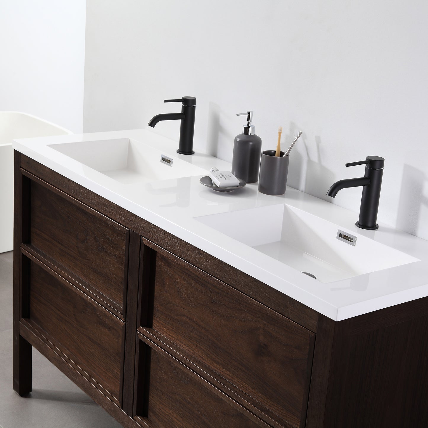Annecy 55" Freestanding Bathroom Vanity with Reinforced Acrylic Integrated Sink Top