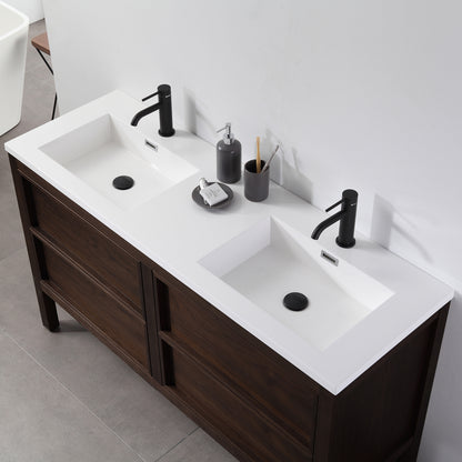 Annecy 55" Freestanding Bathroom Vanity with Reinforced Acrylic Integrated Sink Top