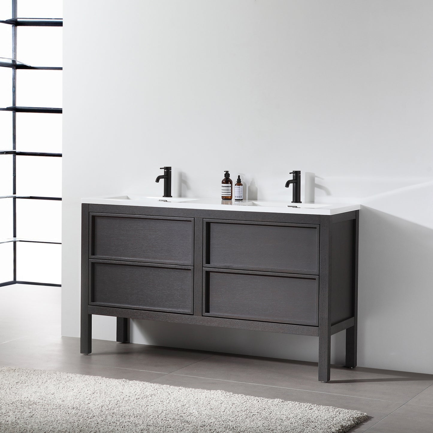 Annecy 55" Freestanding Bathroom Vanity with Reinforced Acrylic Integrated Sink Top