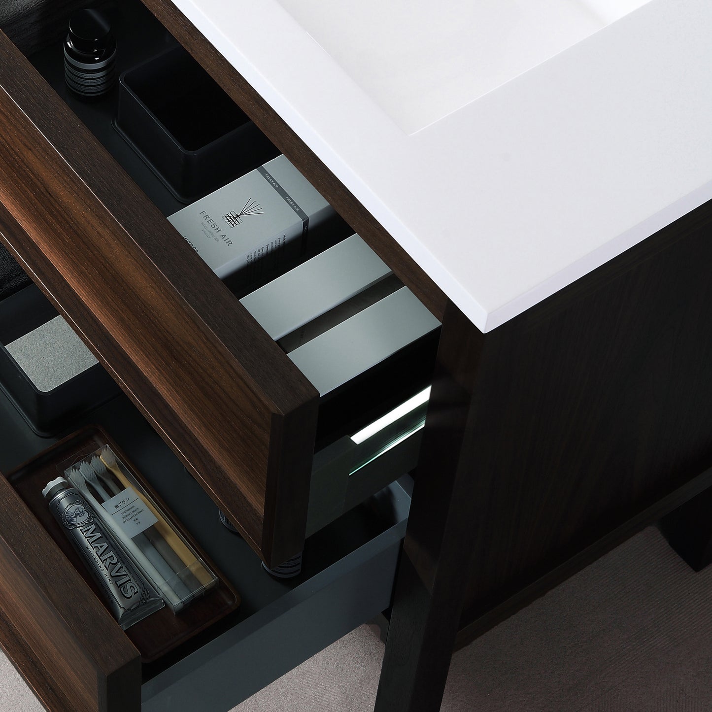 Annecy 55" Freestanding Bathroom Vanity with Reinforced Acrylic Integrated Sink Top
