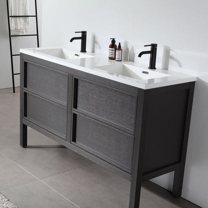 Annecy 55" Freestanding Bathroom Vanity with Reinforced Acrylic Integrated Sink Top