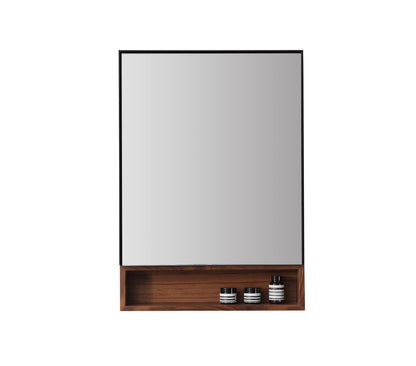 Bergen Medicine Cabinet with Bottom Shelf, Matte Black Walnut, 24 Inch