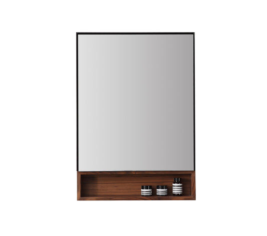Bergen Medicine Cabinet with Bottom Shelf, Matte Black Walnut, 24 Inch