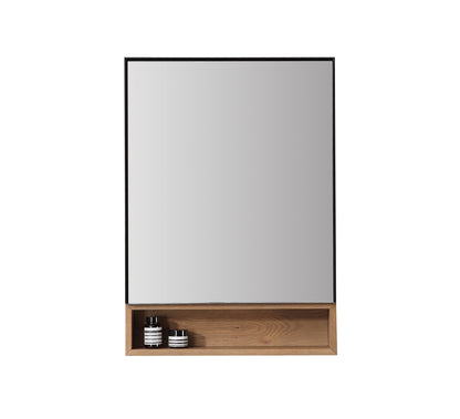 Bergen Medicine Cabinet with Bottom Shelf, Matte Black Pecan Oak, 24 Inch