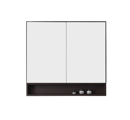 Bergen Medicine Cabinet with Bottom Shelf, Matte Black Dark Walnut, 36 Inch