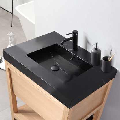 Bibury 36" Freestanding Bathroom Vanity with Black Marquina Quartz Integrated Sink Top