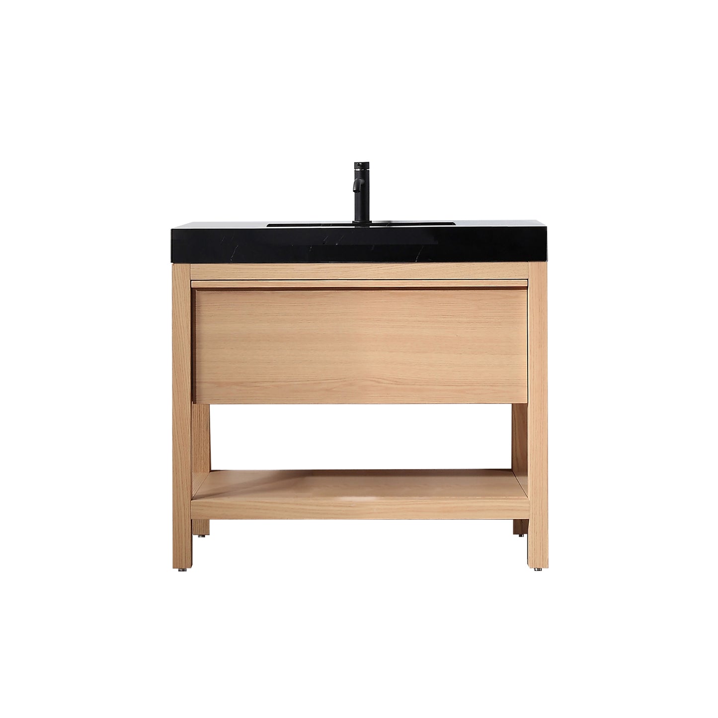 Bibury 36" Freestanding Bathroom Vanity with Black Marquina Quartz Integrated Sink Top