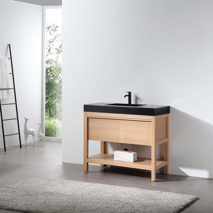 Bibury 36" Freestanding Bathroom Vanity with Black Marquina Quartz Integrated Sink Top