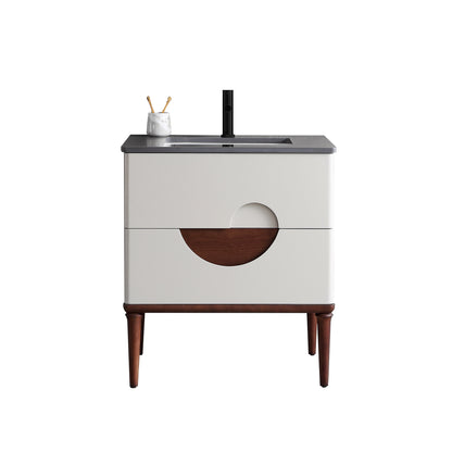 Burano 30" Freestanding Bathroom Vanity with Dark Grey Quartz Top and Ceramic Undermount Sink