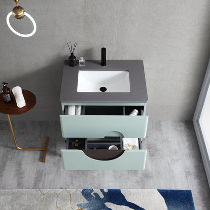 Burano 30" Freestanding Bathroom Vanity with Dark Grey Quartz Top and Ceramic Undermount Sink