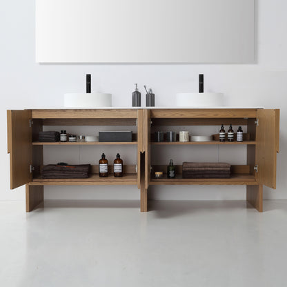 Celle 72" Freestanding Bathroom Vanity with Premium Grade ATH Matte Solid Surface Top and Vessel Sinks