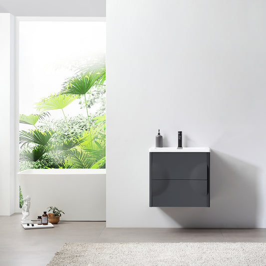Colmar 24" Wall Mounted Bathroom Vanity with Reinforced Acrylic Integrated Sink Top