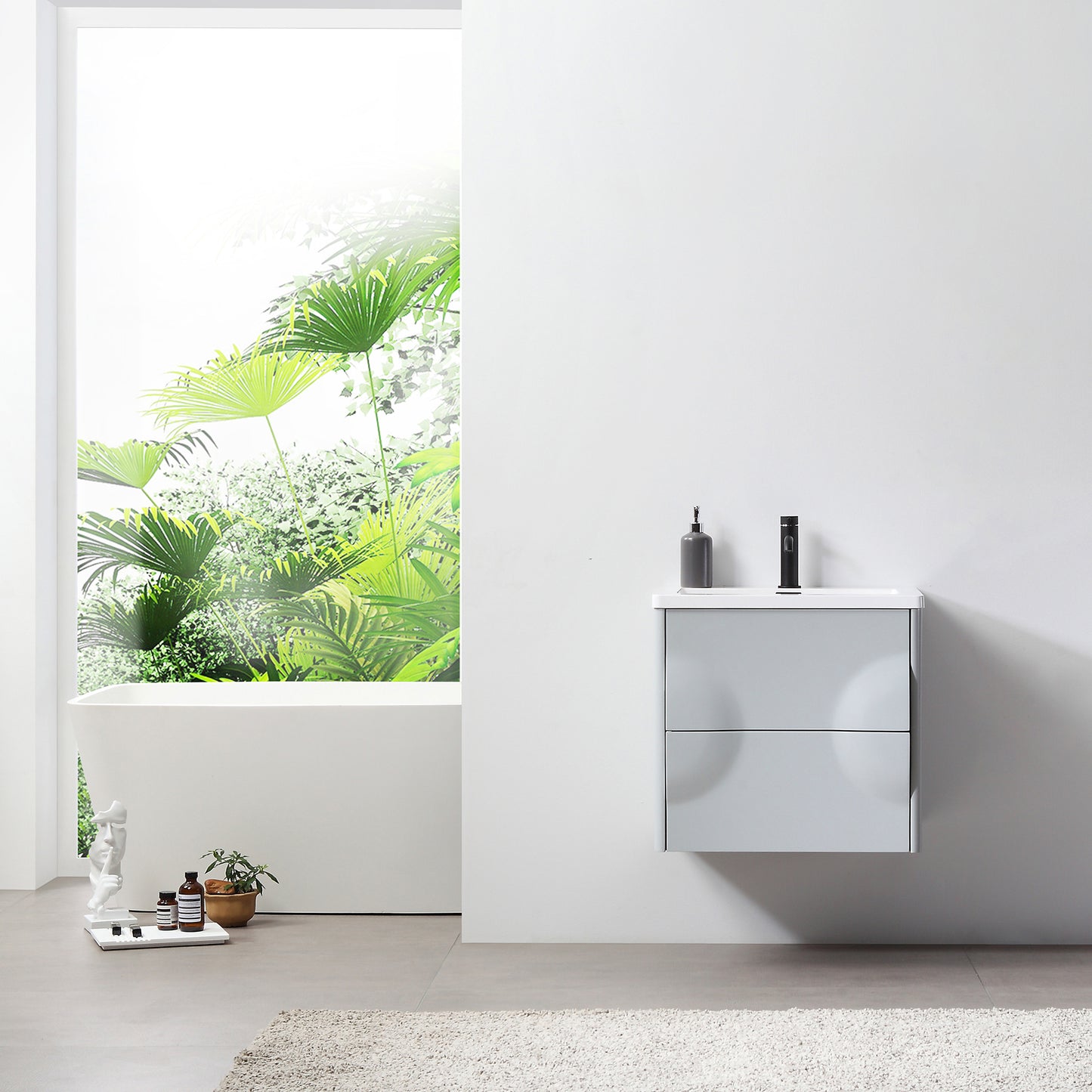 Colmar 24" Wall Mounted Bathroom Vanity with Reinforced Acrylic Integrated Sink Top