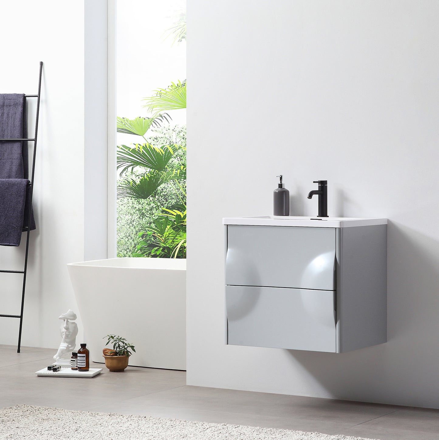 Colmar 24" Wall Mounted Bathroom Vanity with Reinforced Acrylic Integrated Sink Top