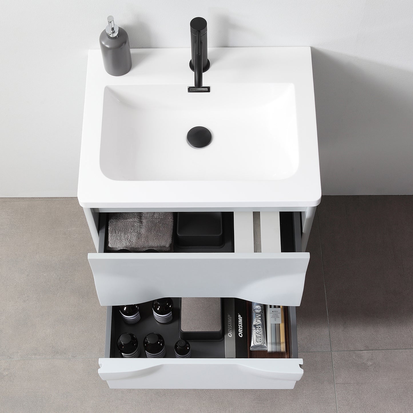 Colmar 24" Wall Mounted Bathroom Vanity with Reinforced Acrylic Integrated Sink Top