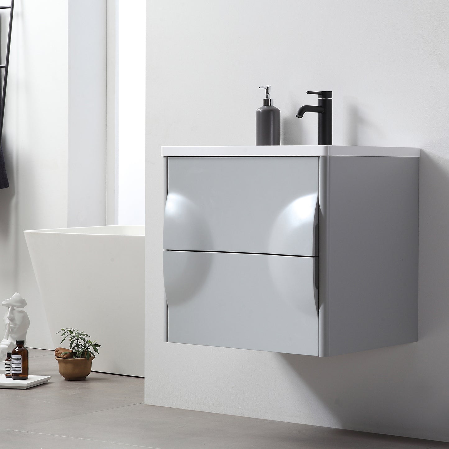 Colmar 24" Wall Mounted Bathroom Vanity with Reinforced Acrylic Integrated Sink Top