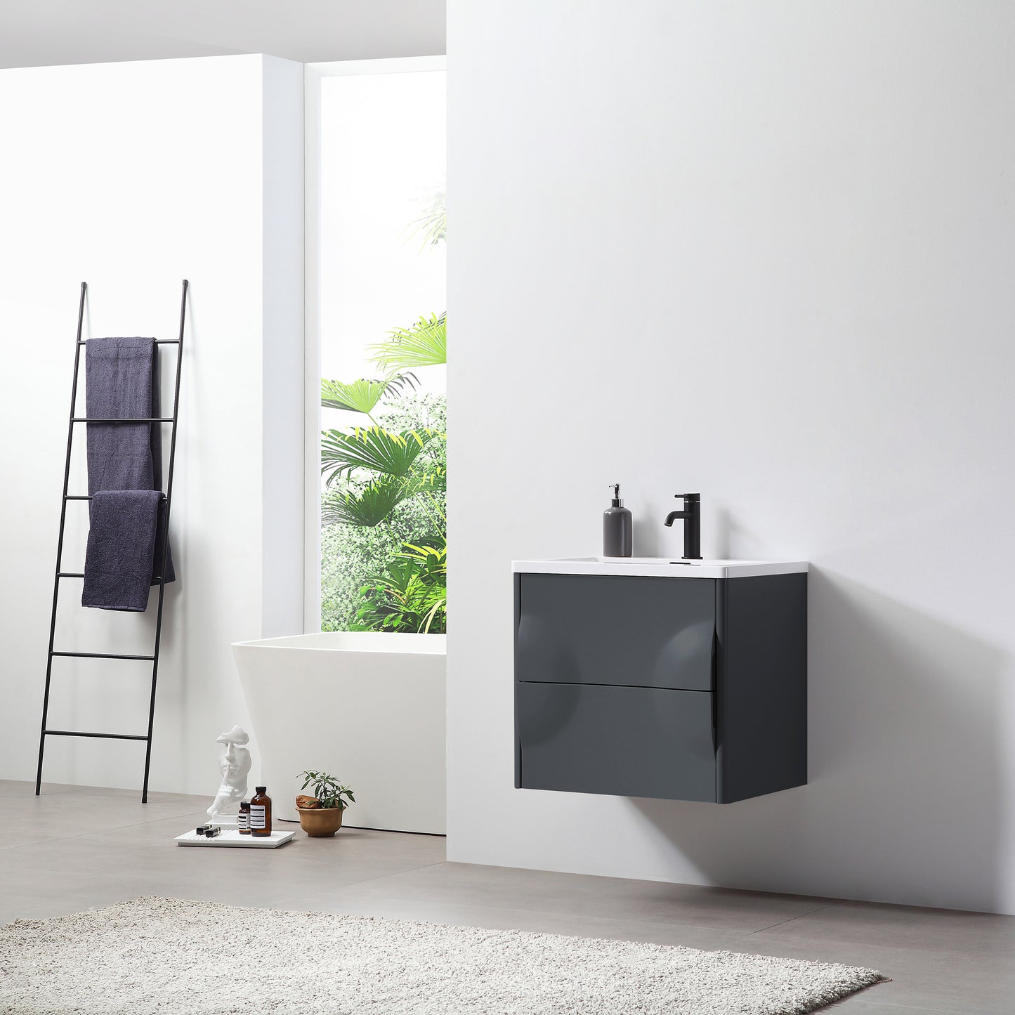 Colmar 24" Wall Mounted Bathroom Vanity with Reinforced Acrylic Integrated Sink Top