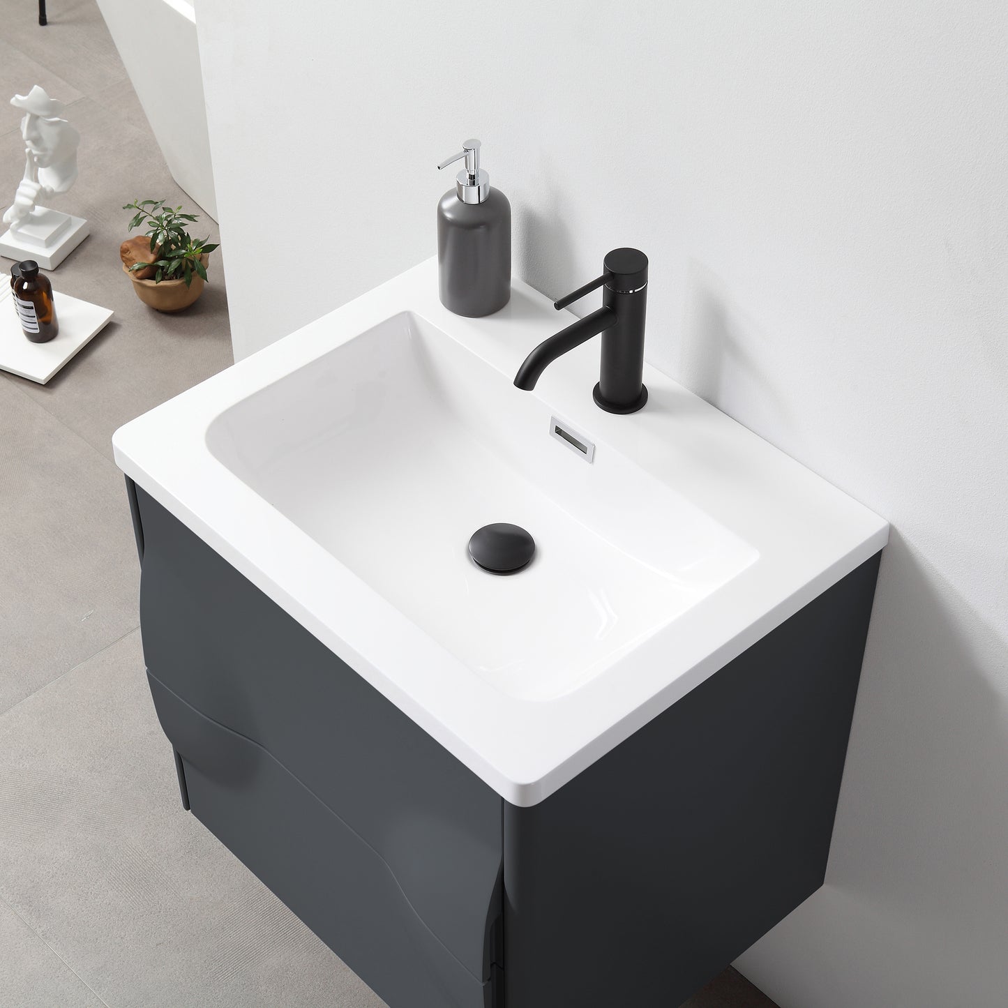 Colmar 24" Wall Mounted Bathroom Vanity with Reinforced Acrylic Integrated Sink Top